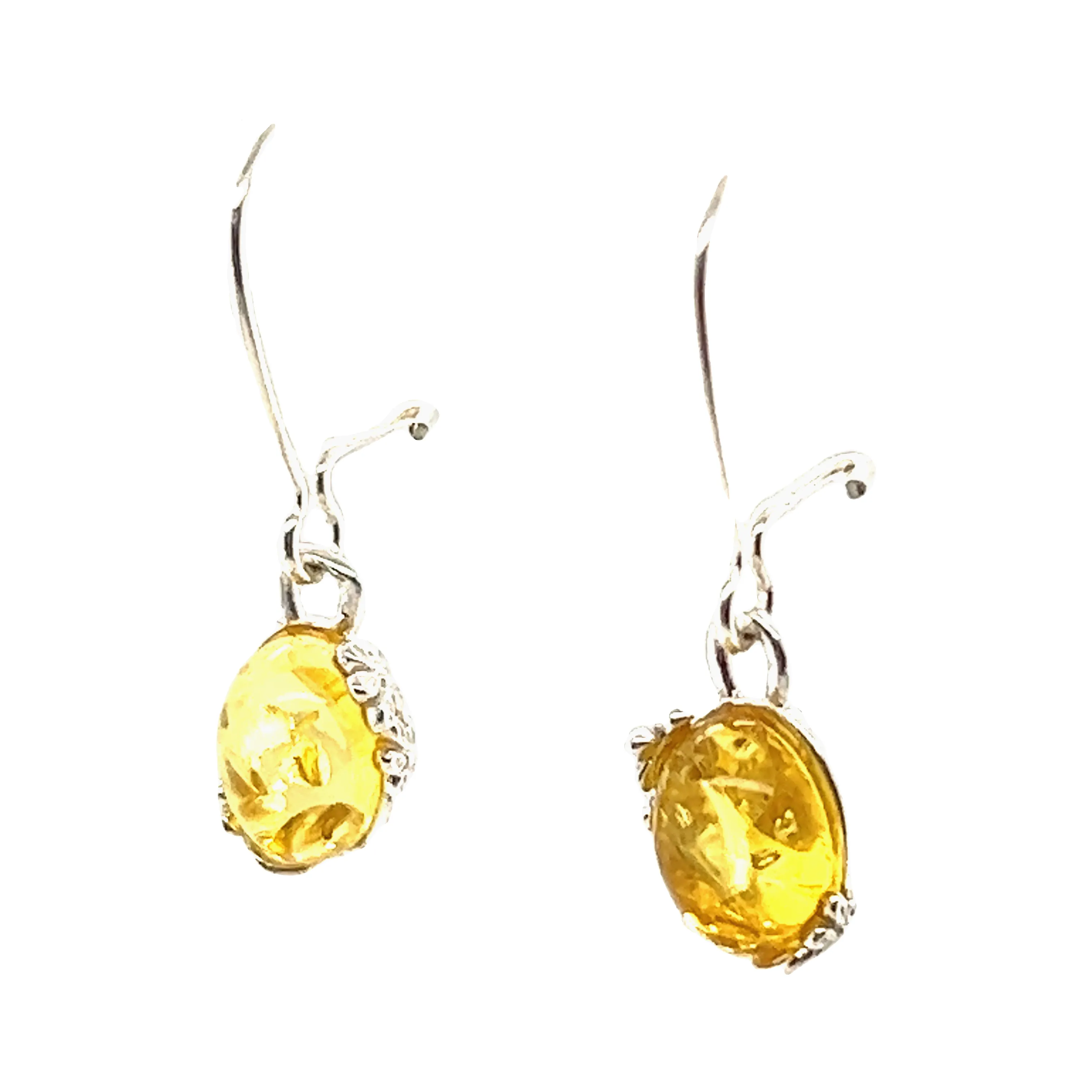 Tiny Glowing Oval Amber Earrings