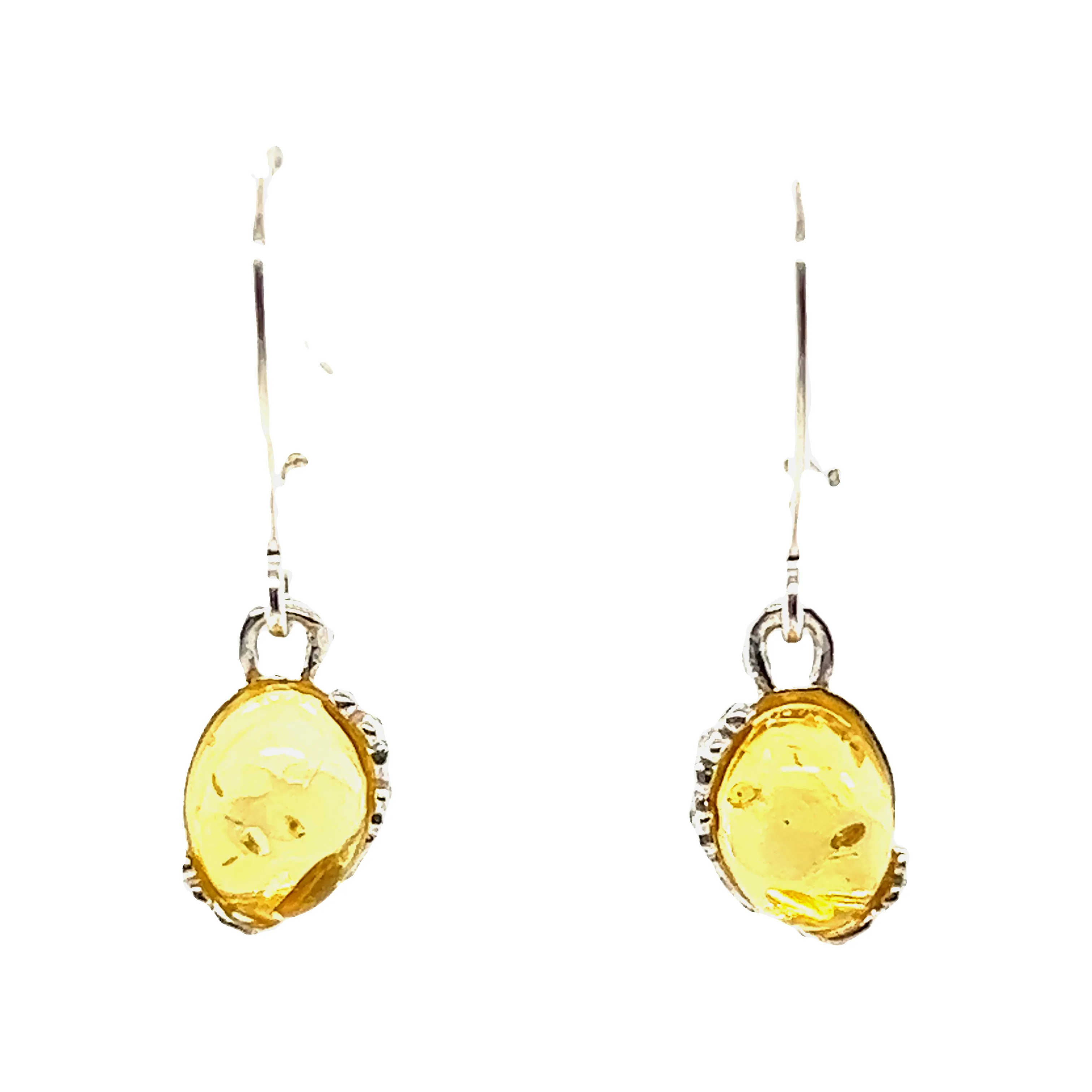 Tiny Glowing Oval Amber Earrings