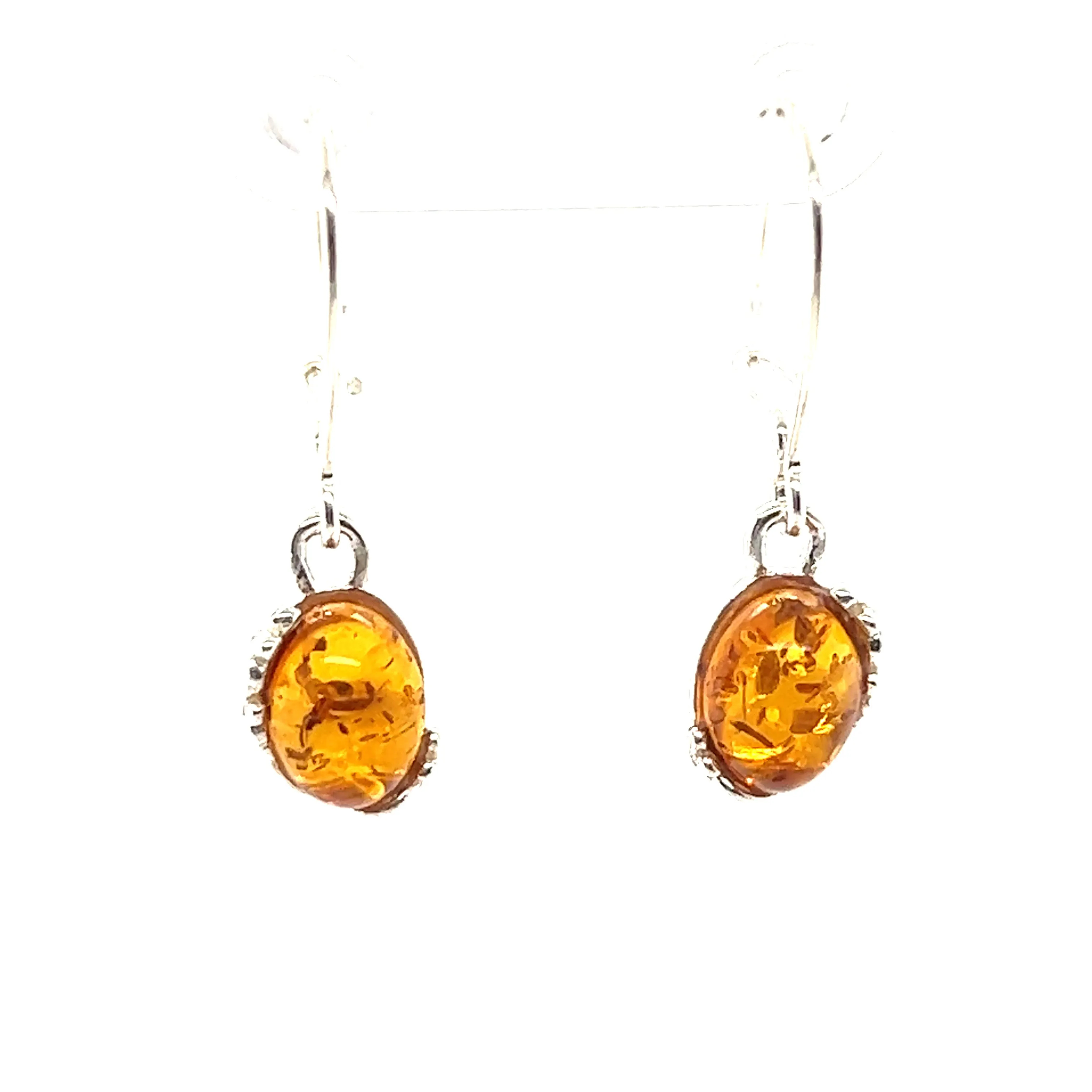 Tiny Glowing Oval Amber Earrings