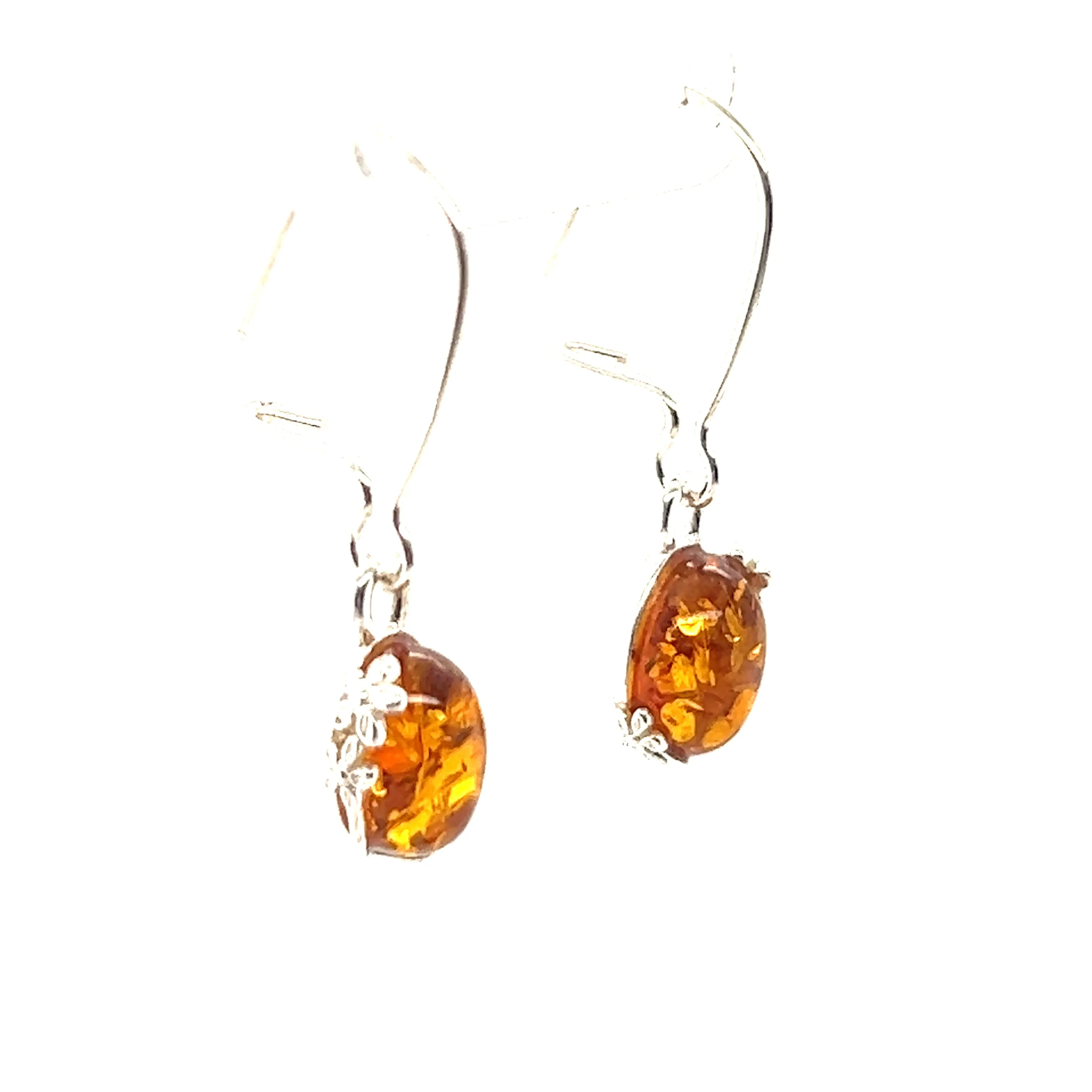 Tiny Glowing Oval Amber Earrings