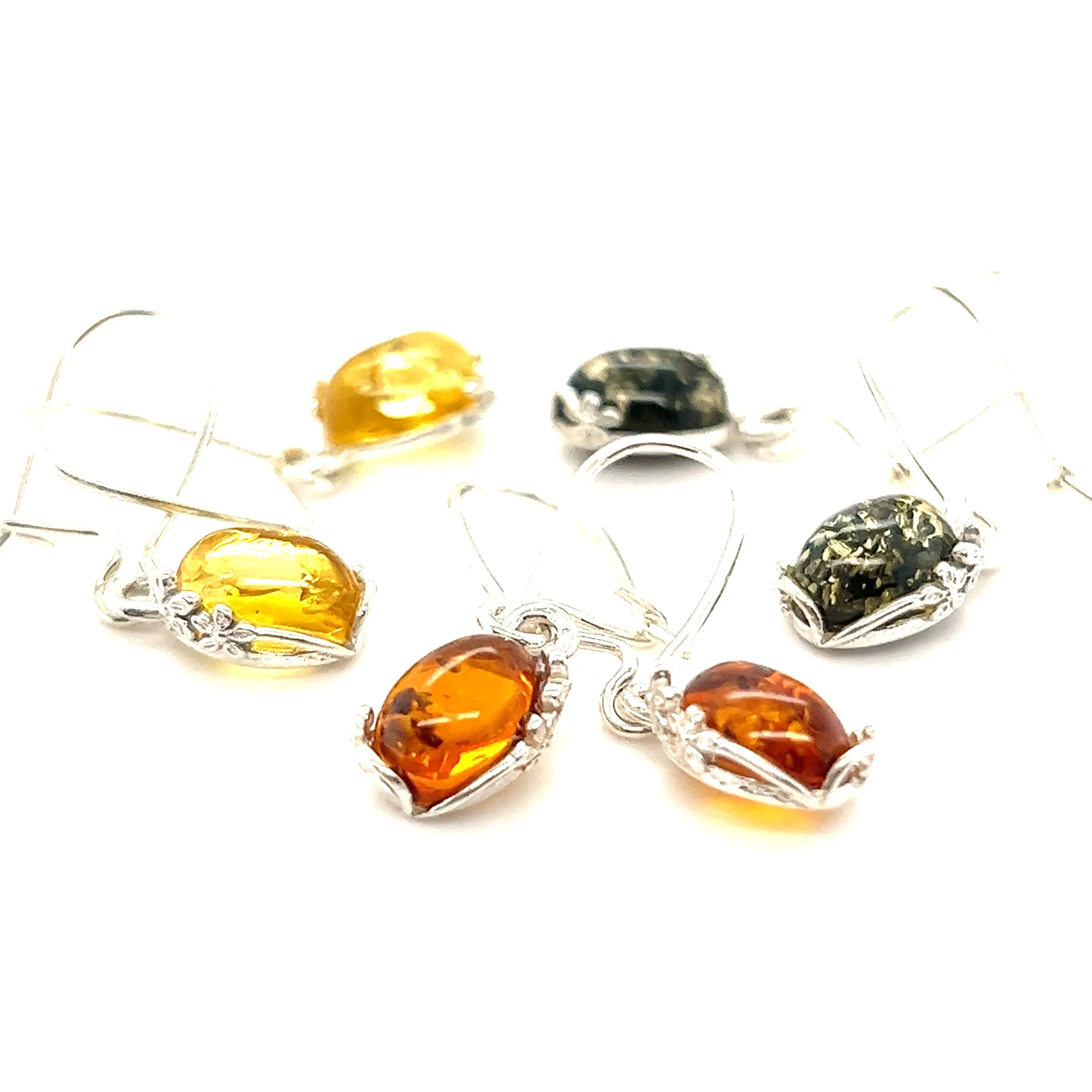 Tiny Glowing Oval Amber Earrings