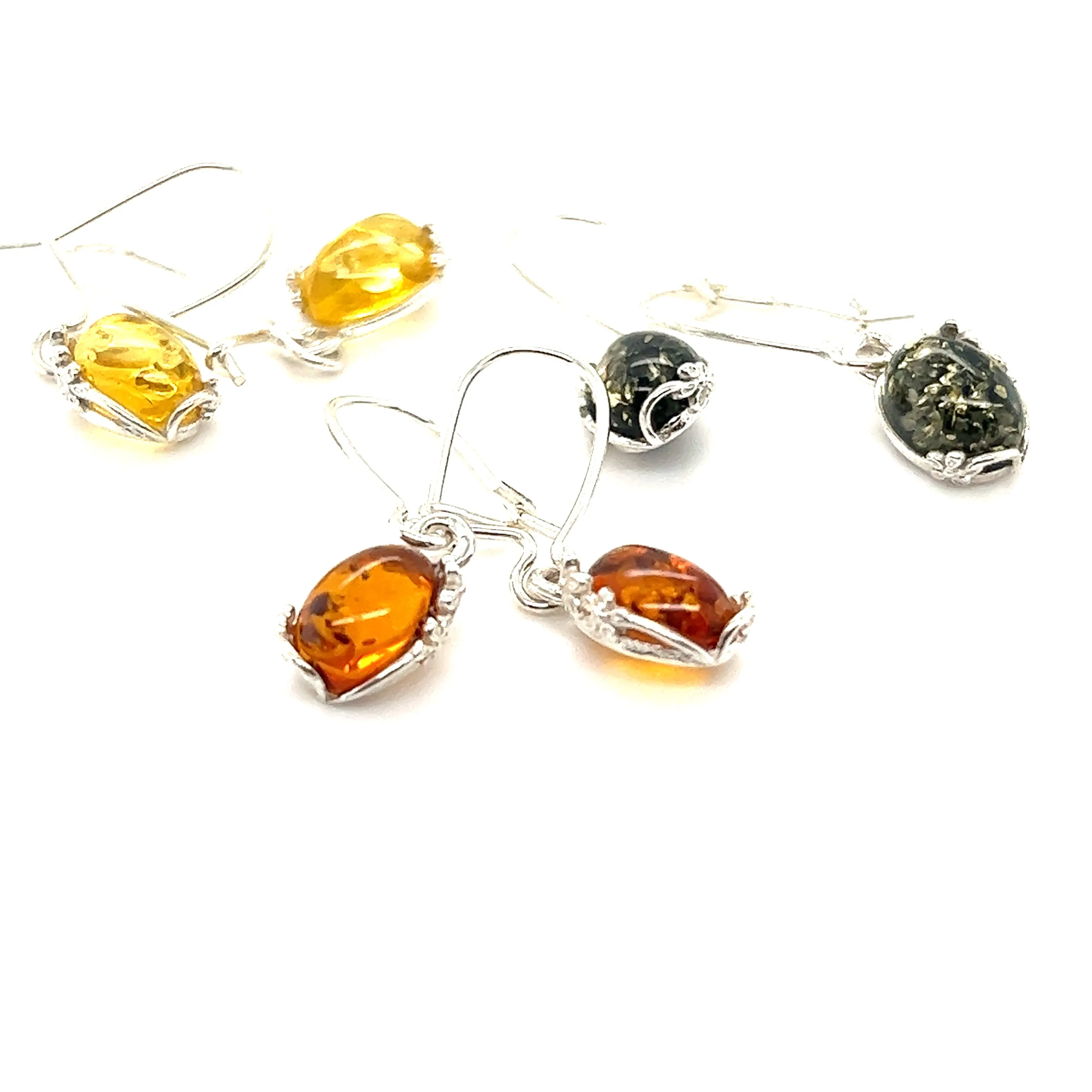 Tiny Glowing Oval Amber Earrings