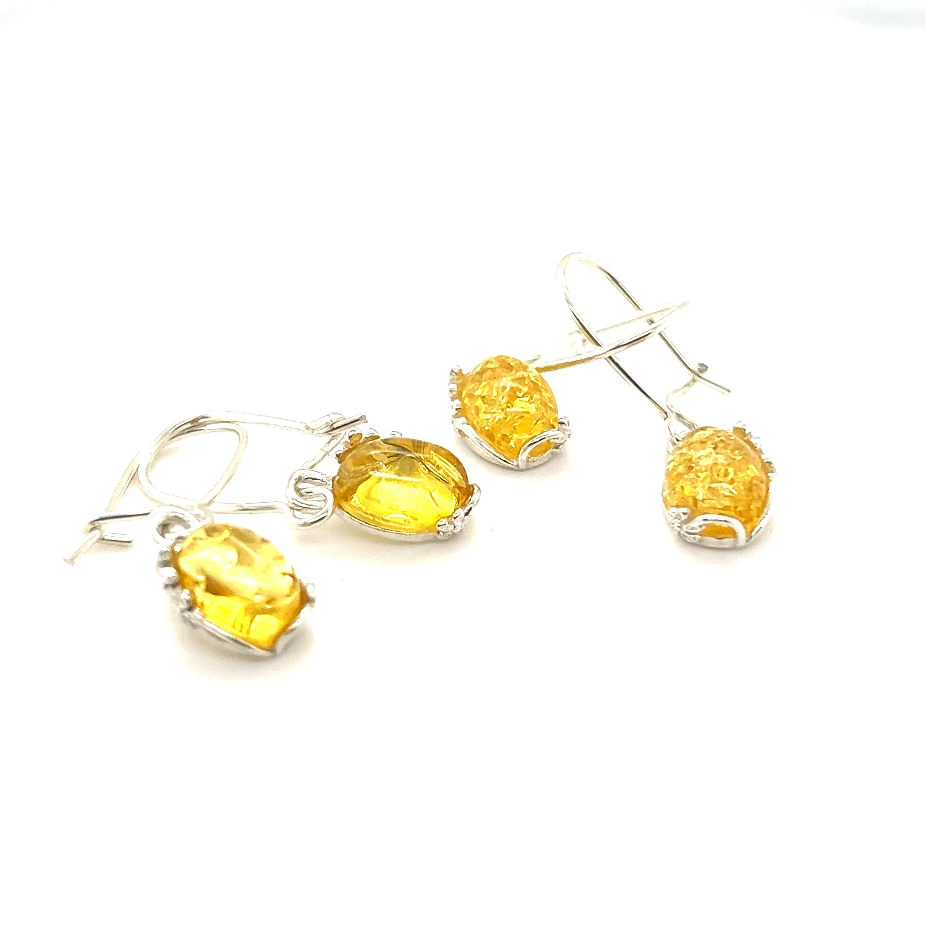 Tiny Glowing Oval Amber Earrings