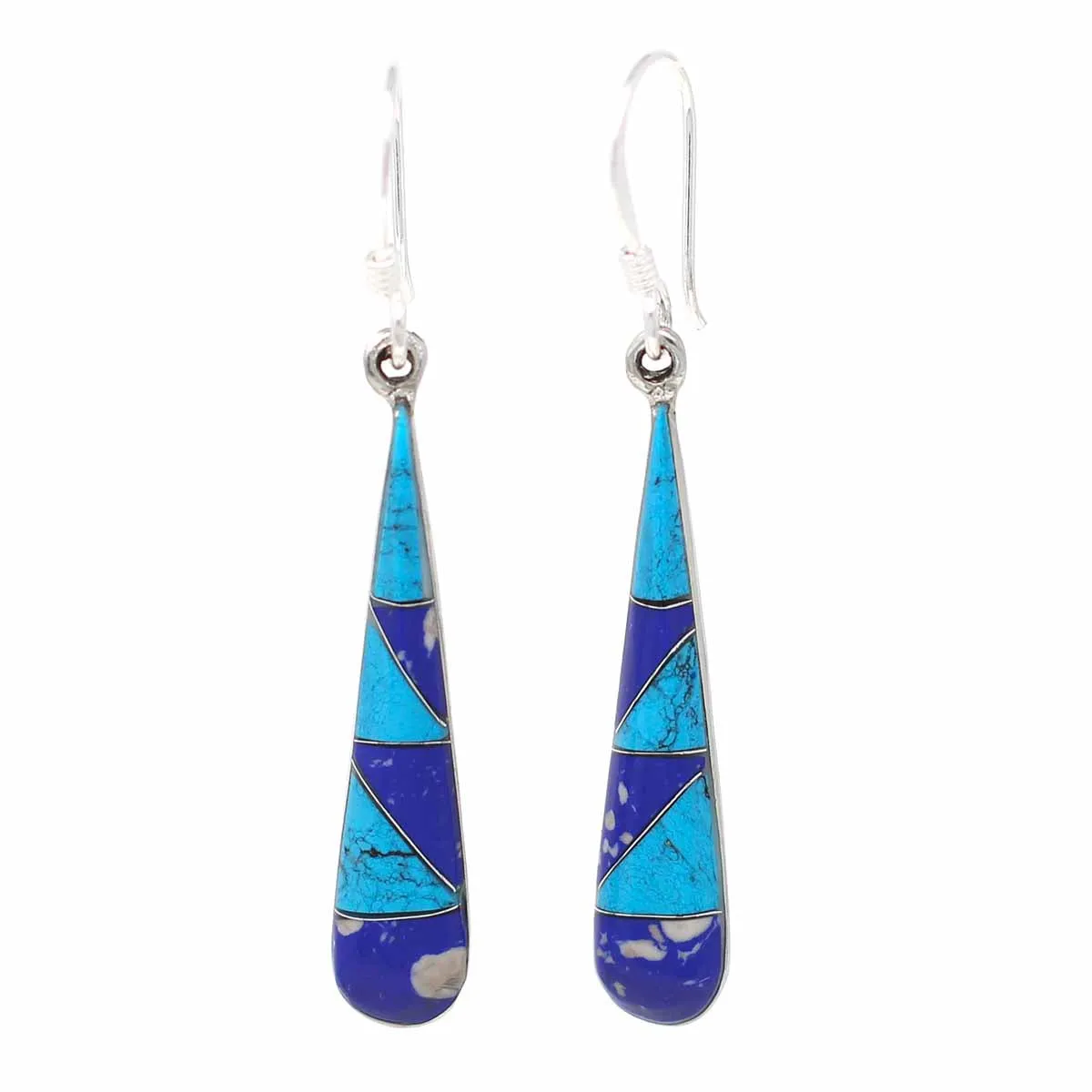 Turquoise and Lapis Tear Drop Earrings Artisana