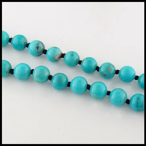 Turquoise Beaded Necklace and Threader Earring Set