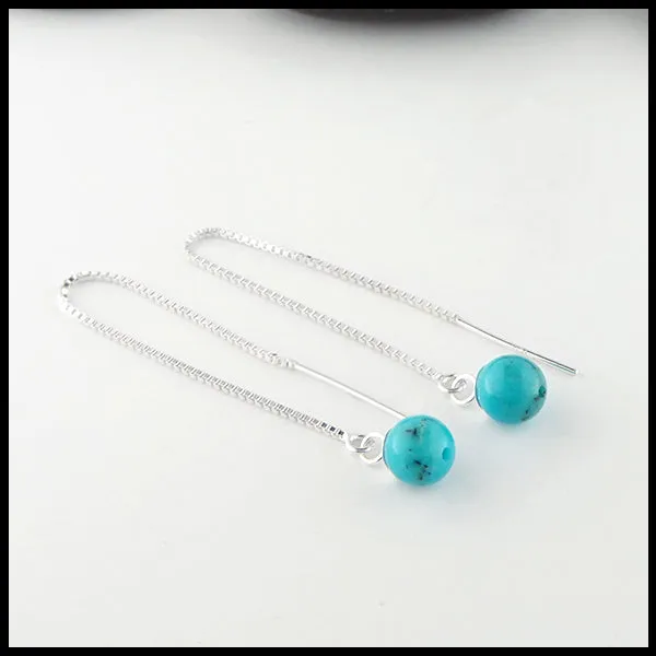 Turquoise Beaded Necklace and Threader Earring Set