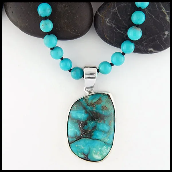 Turquoise Beaded Necklace and Threader Earring Set