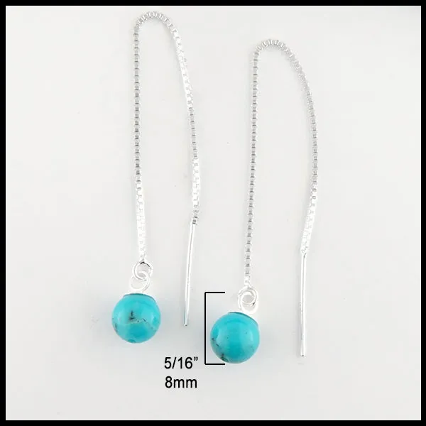 Turquoise Beaded Necklace and Threader Earring Set