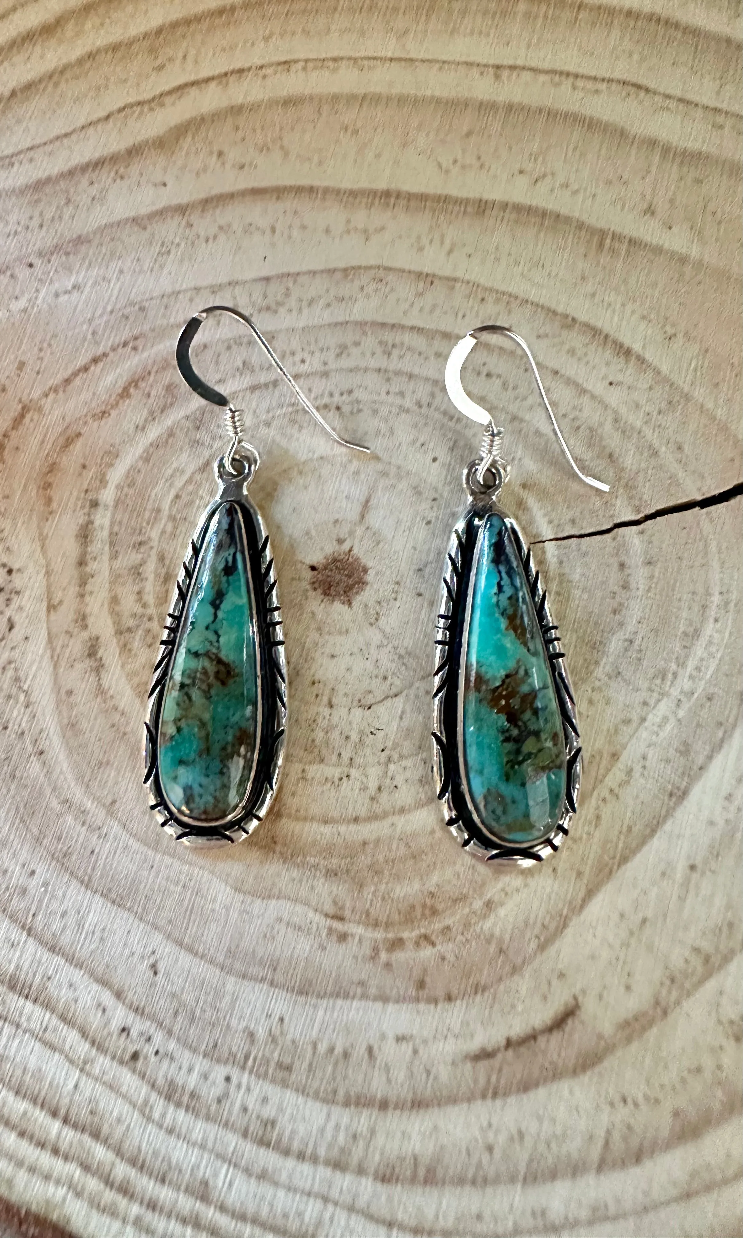 TURQUOISE BUTTERFLY WINGS Navajo Sterling Silver Earrings