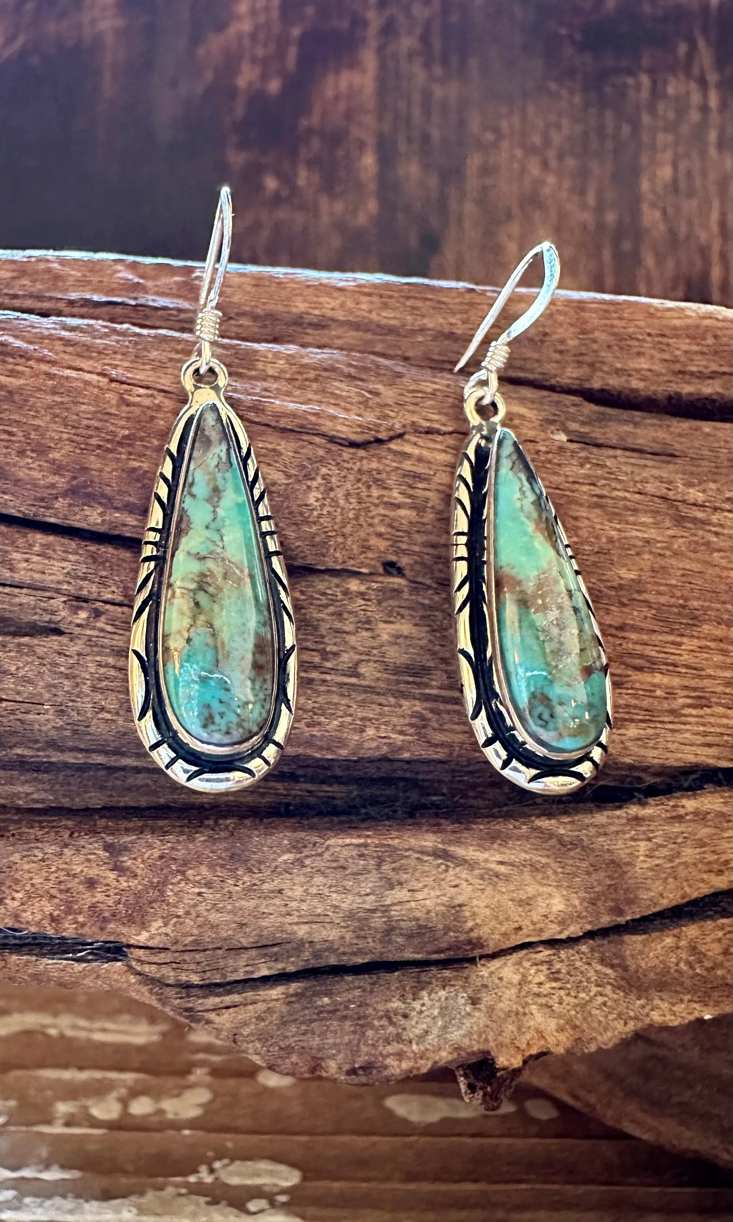 TURQUOISE BUTTERFLY WINGS Navajo Sterling Silver Earrings