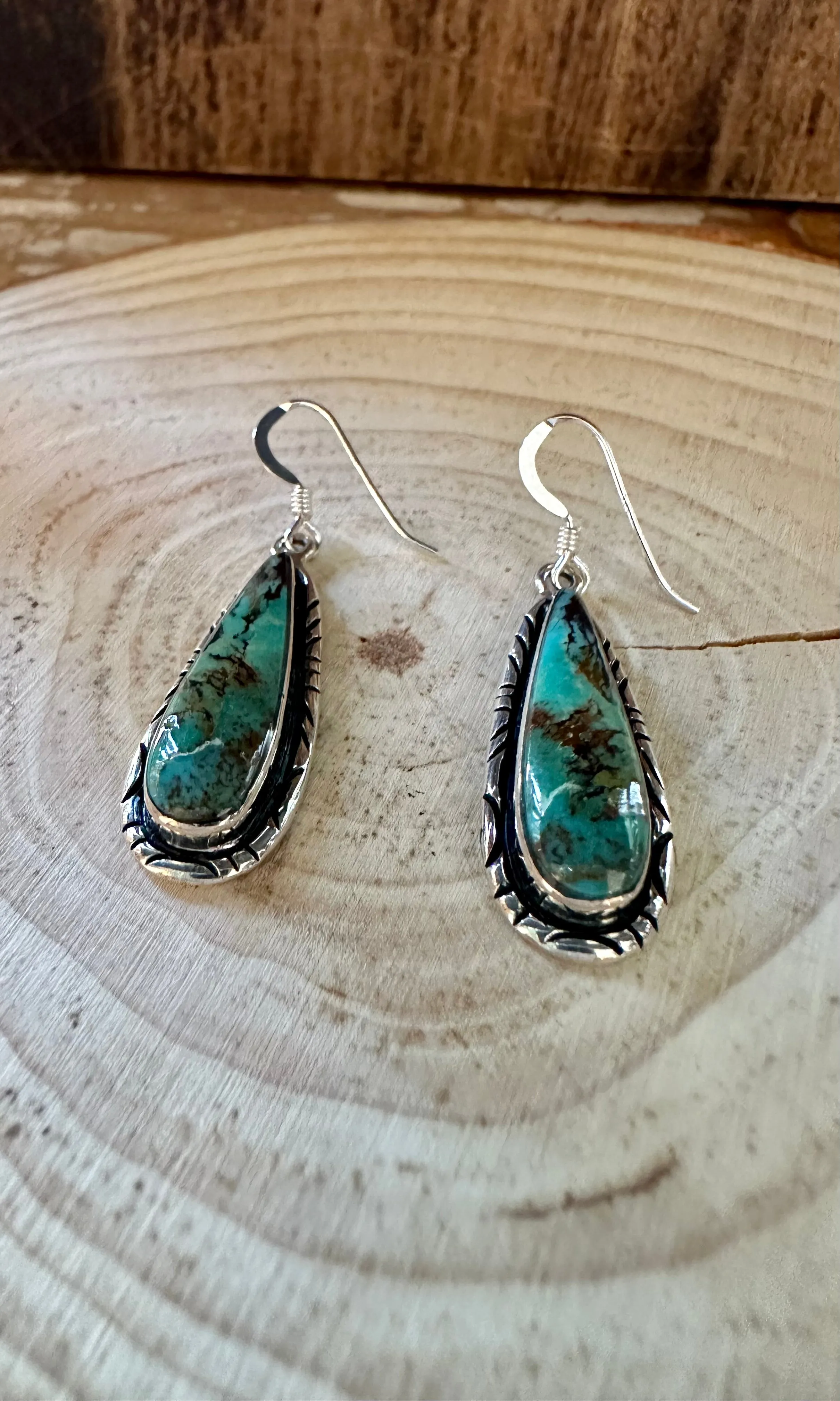 TURQUOISE BUTTERFLY WINGS Navajo Sterling Silver Earrings