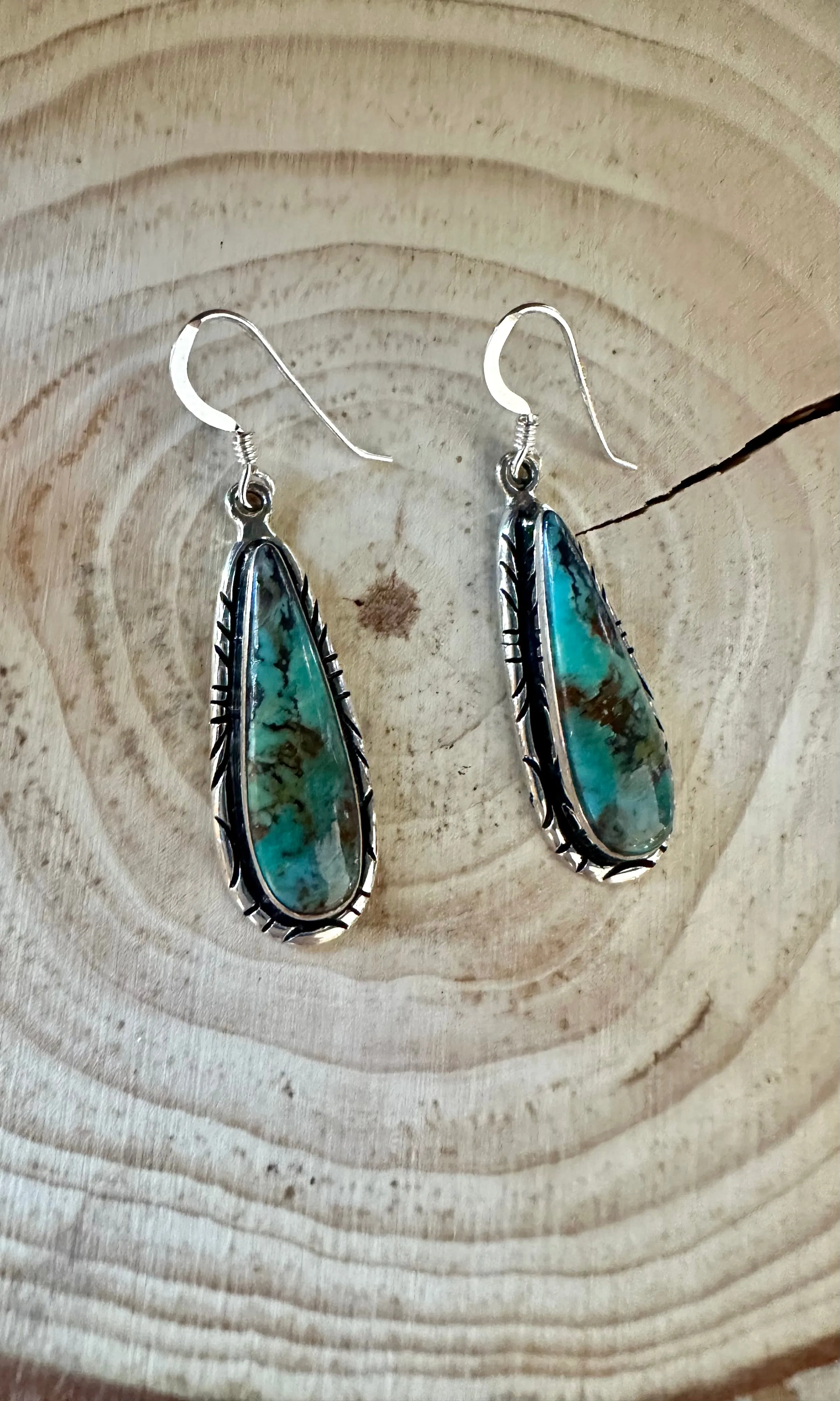 TURQUOISE BUTTERFLY WINGS Navajo Sterling Silver Earrings