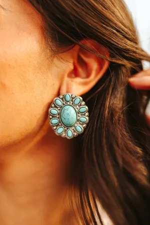 Turquoise Floral Cluster Earrings