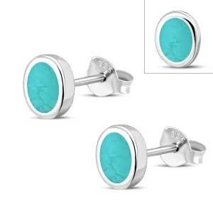 Turquoise Oval Sterling Silver Stud Earrings