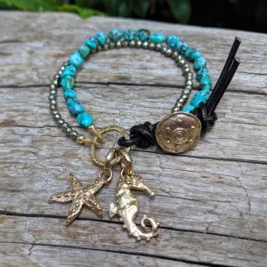 Turquoise Seahorse & Starfish Bracelet