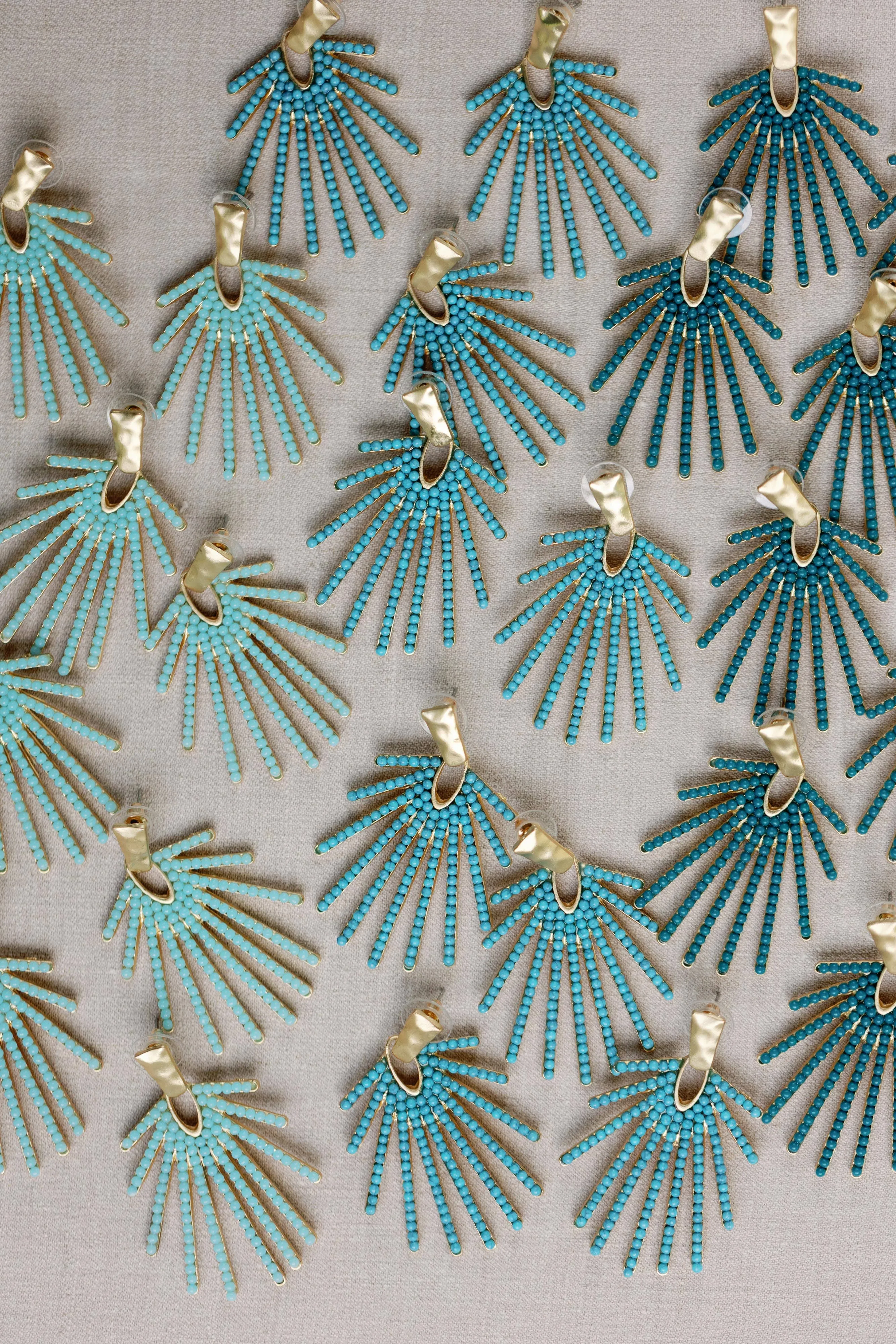 Turquoise Sunburst Statement Drop Earrings