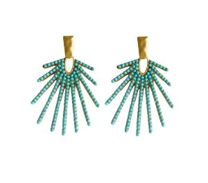 Turquoise Sunburst Statement Drop Earrings