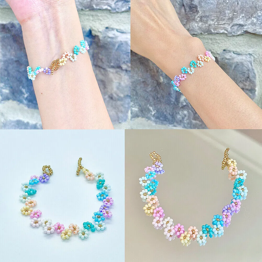 Us Handmade "Icecream Macaron Daisy" Custom Seed Bead Bracelet Gift Women Girls