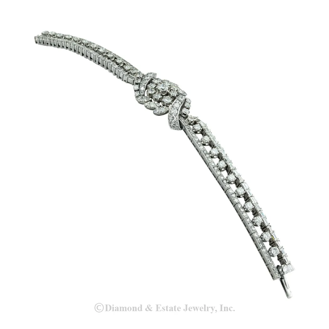 Vintage 10.50 Carats Diamond Platinum Bracelet