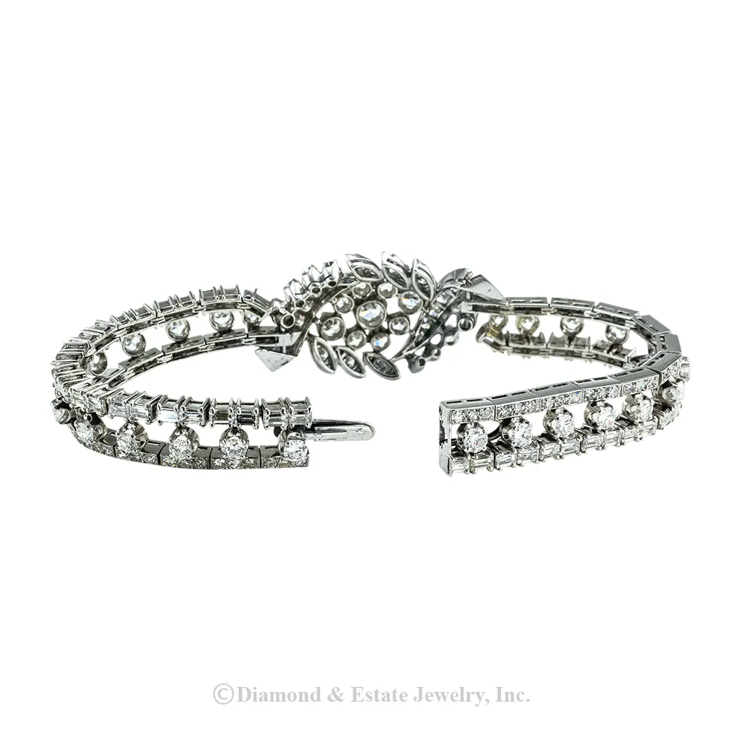 Vintage 10.50 Carats Diamond Platinum Bracelet