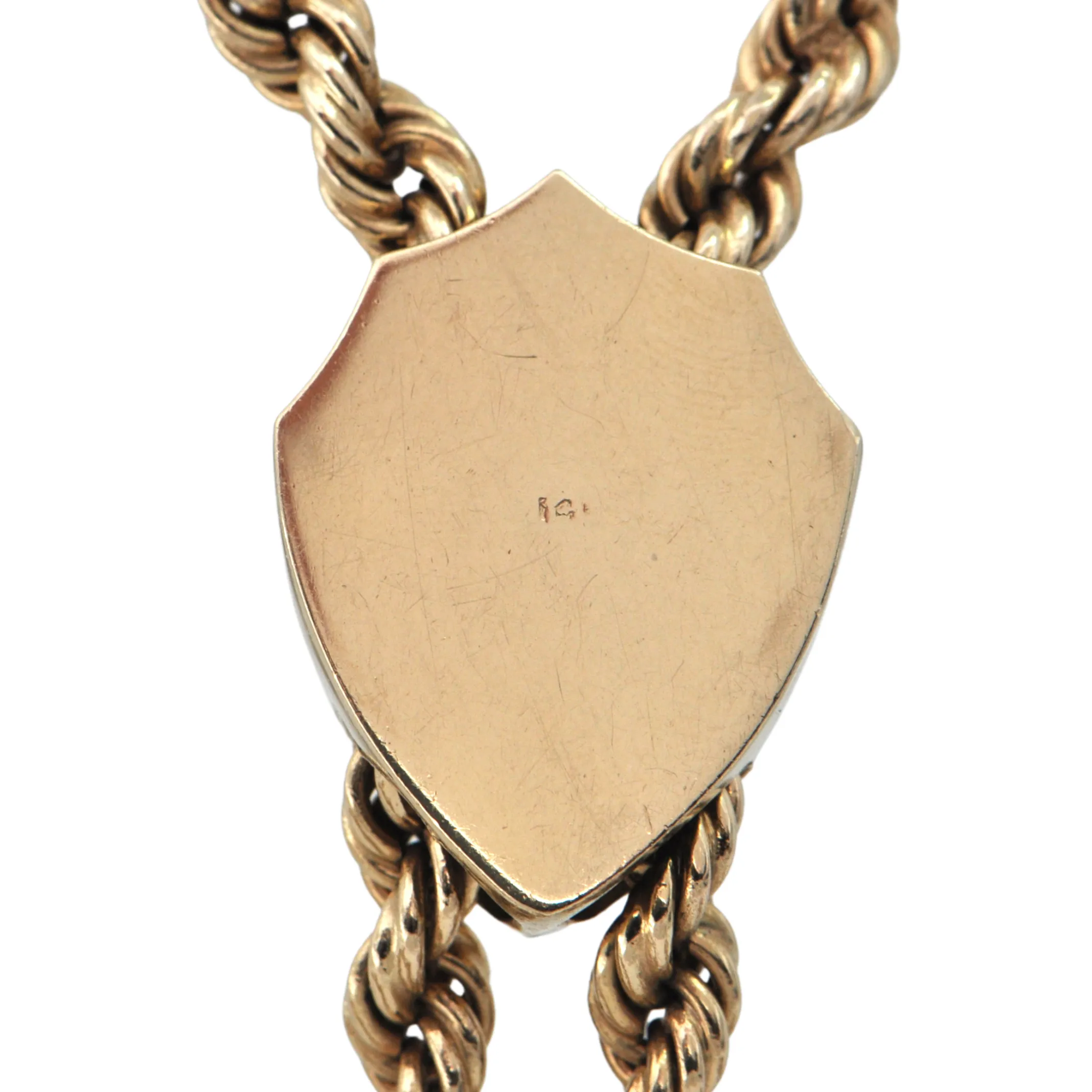 Vintage 14k Gold Rope Link Necklace with Opal Crest Slider