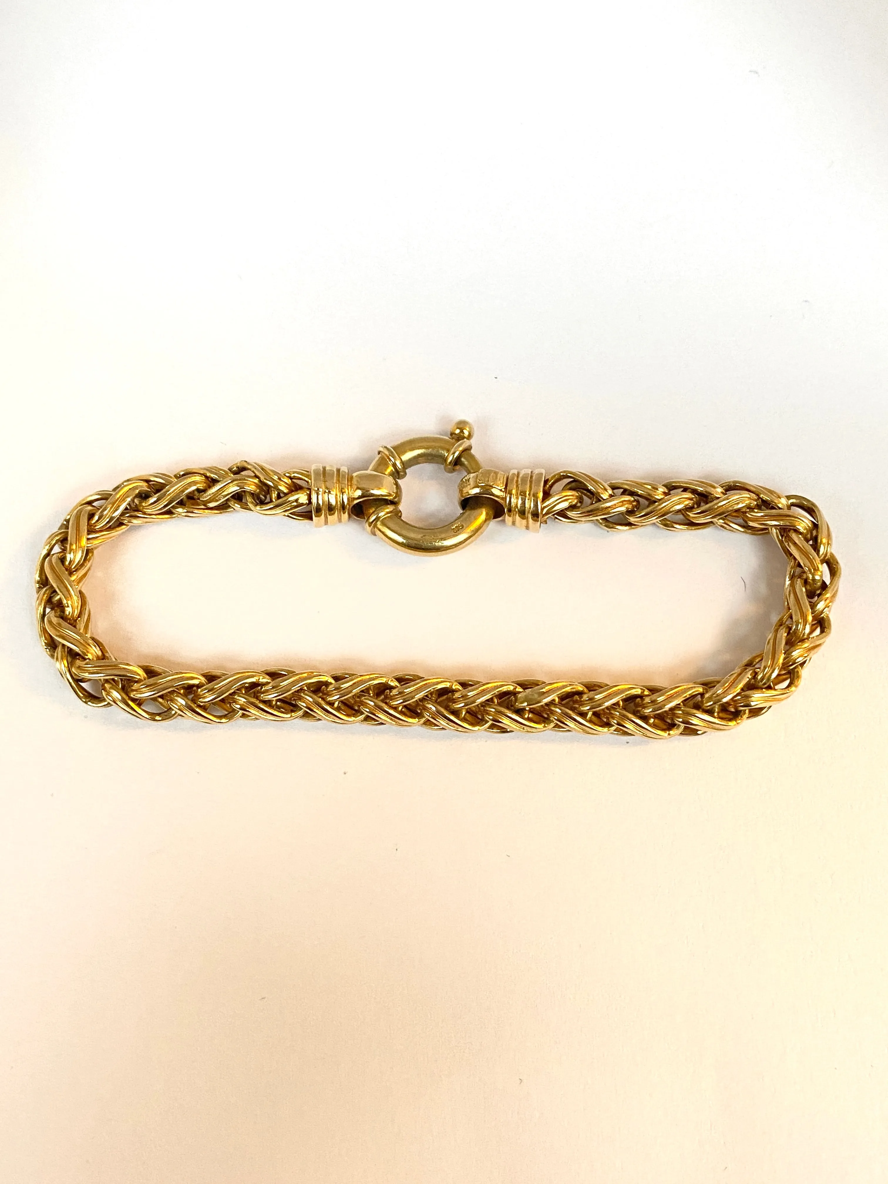 Vintage, 8 inch, 9ct Gold, Fancy Link bracelet with giant Bolt Ring (13.51g)