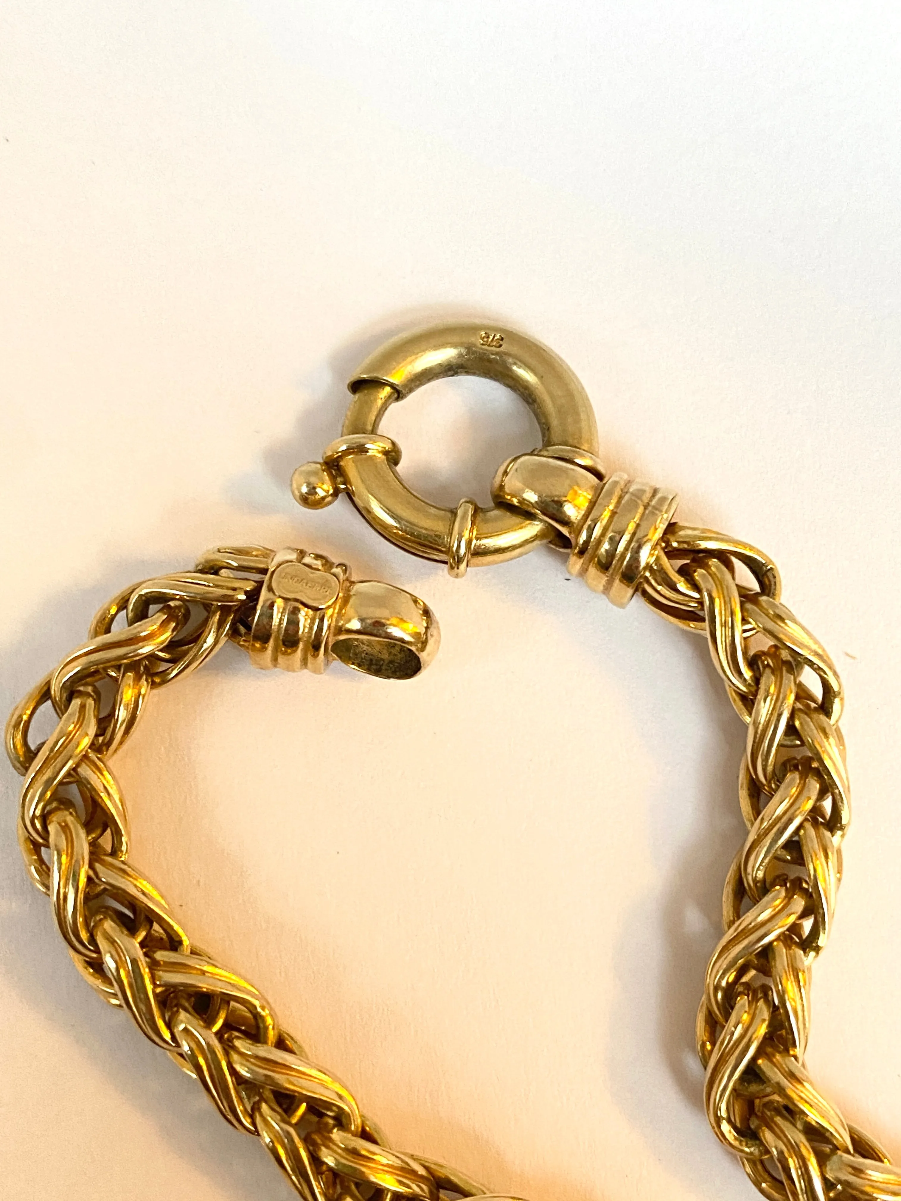 Vintage, 8 inch, 9ct Gold, Fancy Link bracelet with giant Bolt Ring (13.51g)