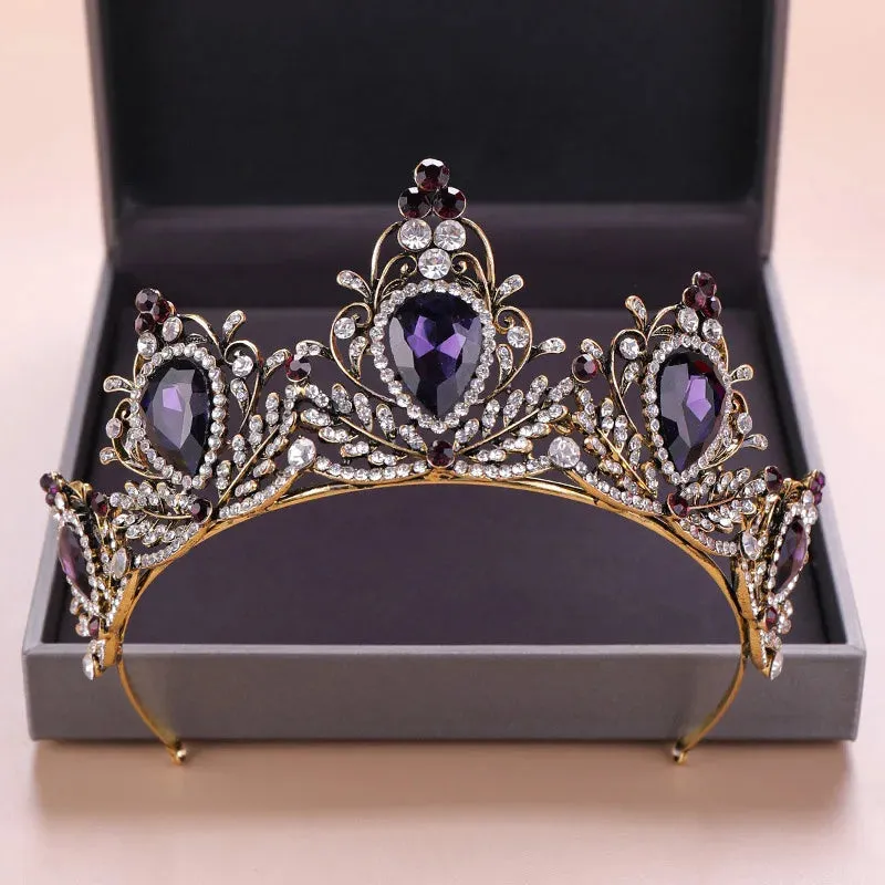 Vintage Charming Purple Crystal Bridal Crown Tiara Hair Accessory