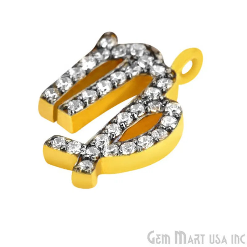 'Virgo' CZ Pave Gold Vermeil Charm for Bracelet & Pendants