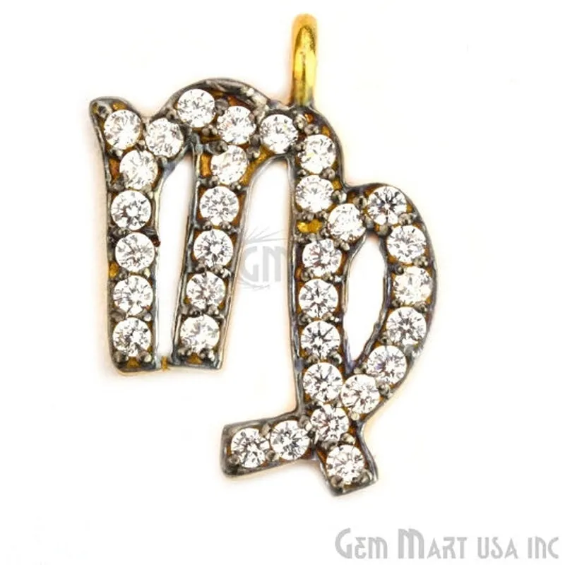 'Virgo' CZ Pave Gold Vermeil Charm for Bracelet & Pendants