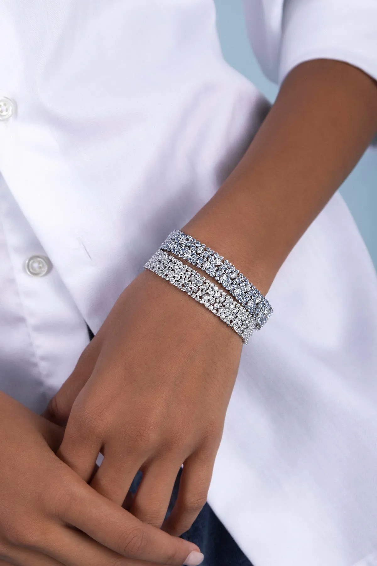 White & Lagoon Blue Pavé Bracelet