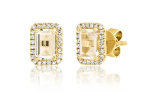 White Topaz and Diamond Stud Earrings