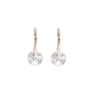 White Topaz Bezel Drop Earrings