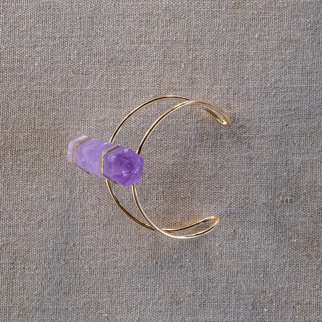 Wire Cuff Bracelet Amethyst Gold