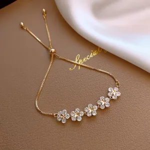 Women Luxury Flower Zircon Adjustable Bracelet