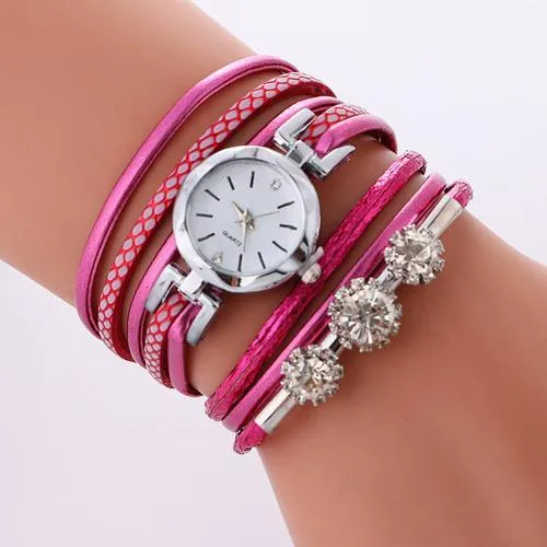 Women Rhinestone Multilayer Quartz Watch Bracelet Free  Shipping