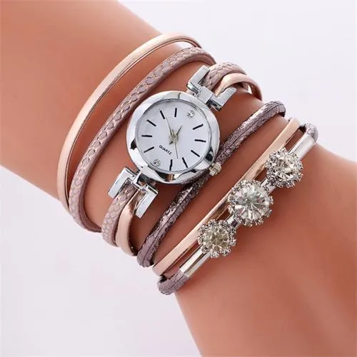 Women Rhinestone Multilayer Quartz Watch Bracelet Free  Shipping