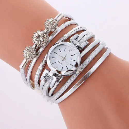 Women Rhinestone Multilayer Quartz Watch Bracelet Free  Shipping