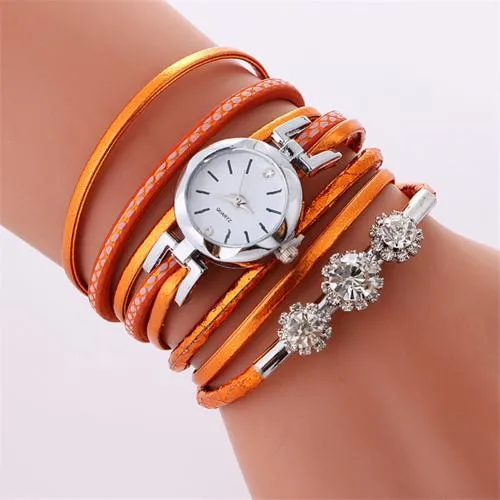 Women Rhinestone Multilayer Quartz Watch Bracelet Free  Shipping