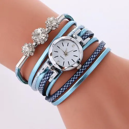 Women Rhinestone Multilayer Quartz Watch Bracelet Free  Shipping