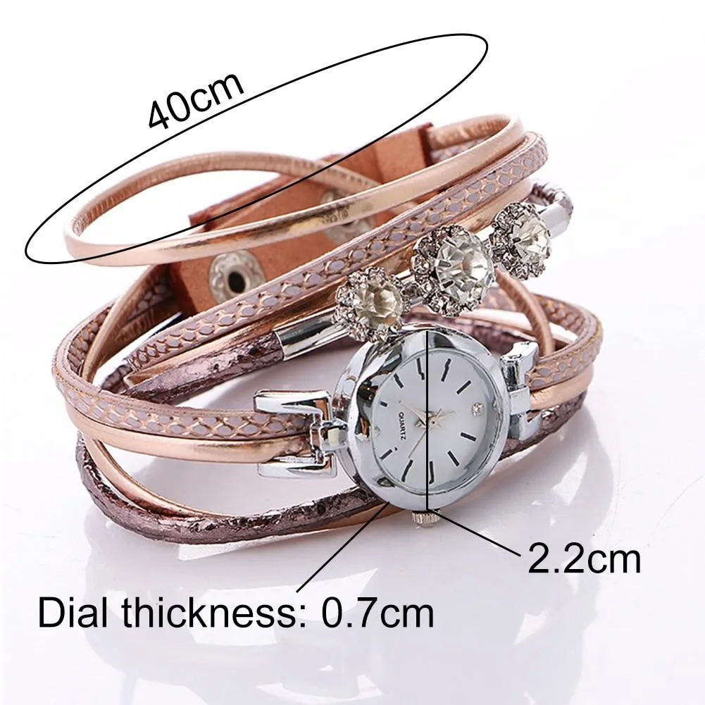 Women Rhinestone Multilayer Quartz Watch Bracelet Free  Shipping