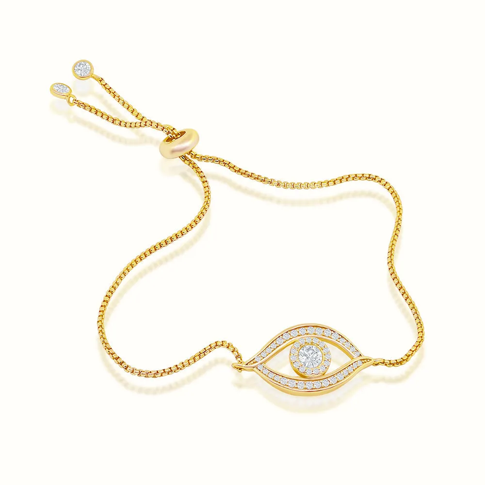 Women's Vermeil Round Diamond Evil Eye Bracelet