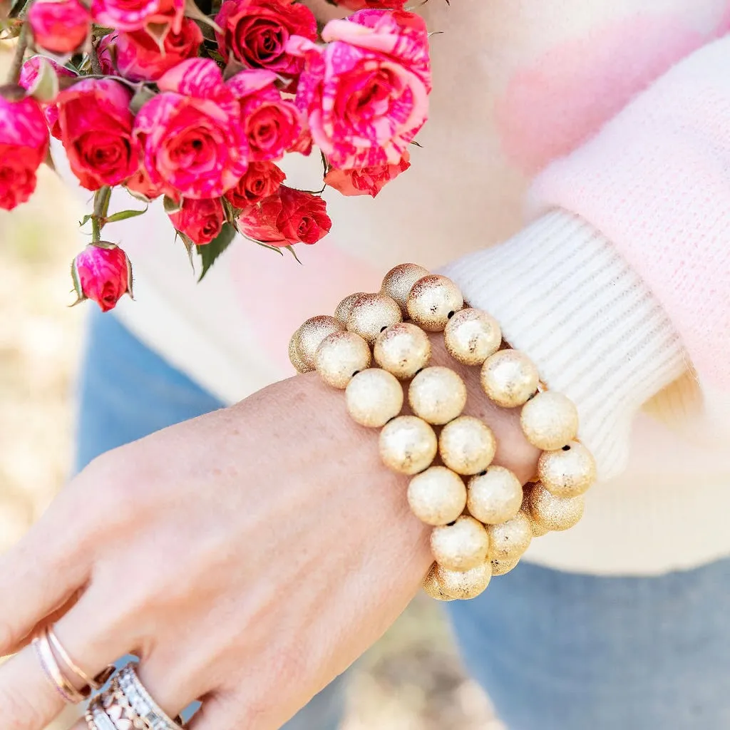 XL Brushed Gold Beaded Bracelet