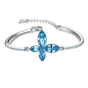 Yellow Chimes Crystals from Swarovski Butterfly Designer Bracelet for Women (Blue)