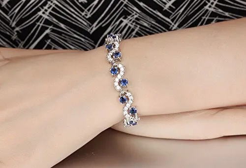 YELLOW CHIMES Rich Royal Blue Crystal CZ Designer Bracelet for Women & Girl