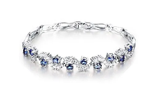 YELLOW CHIMES Rich Royal Blue Crystal CZ Designer Bracelet for Women & Girl