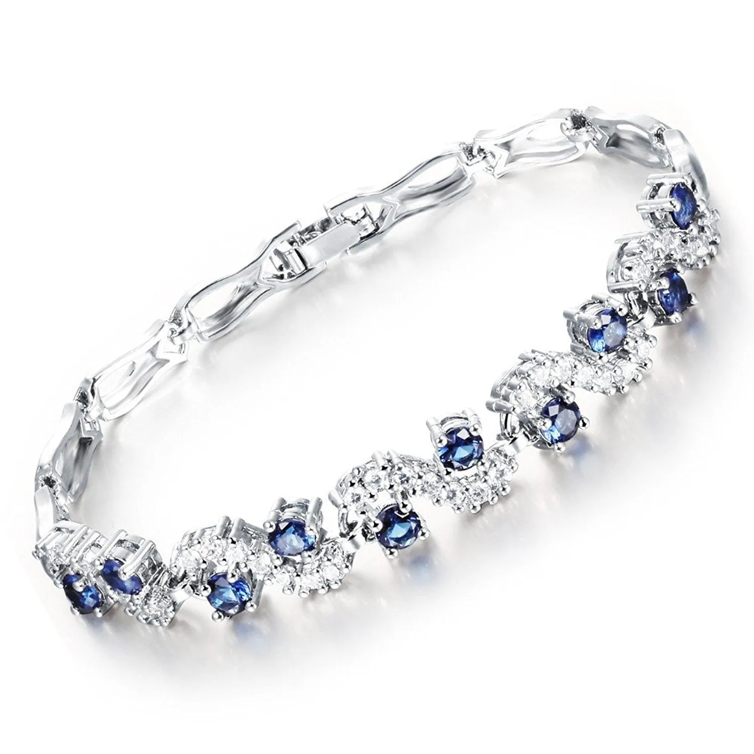 YELLOW CHIMES Rich Royal Blue Crystal CZ Designer Bracelet for Women & Girl