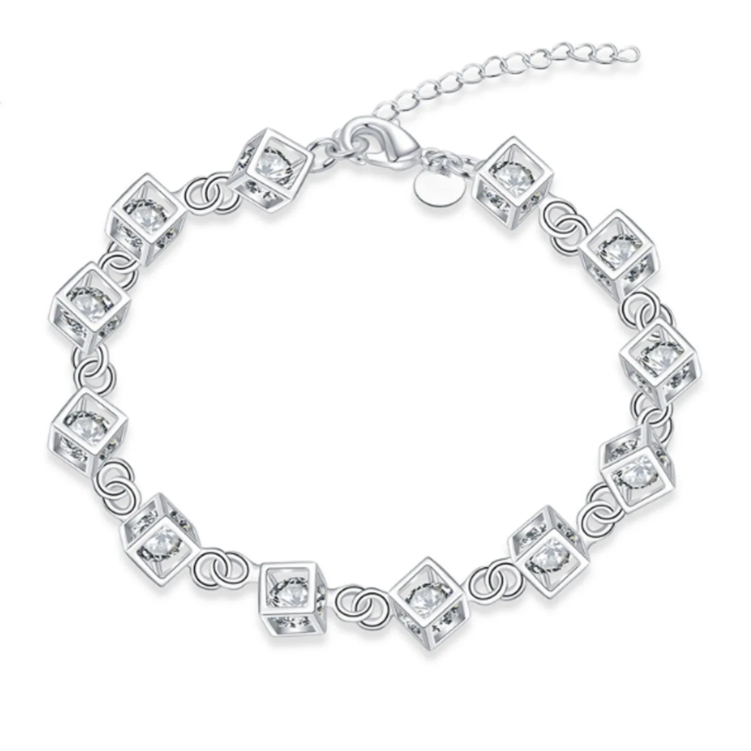 Zirconium Diamond White Stone Checkered Bracelet