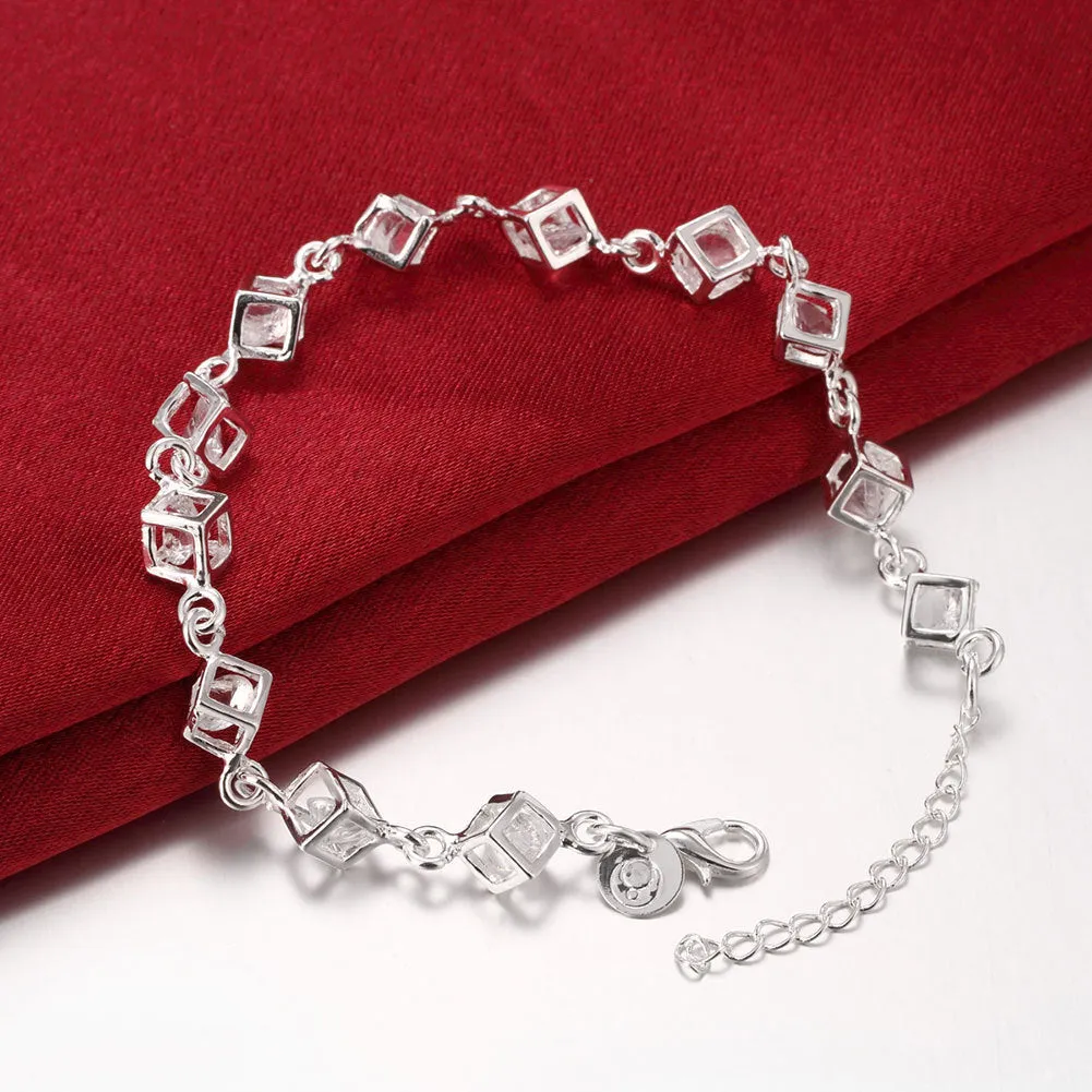 Zirconium Diamond White Stone Checkered Bracelet