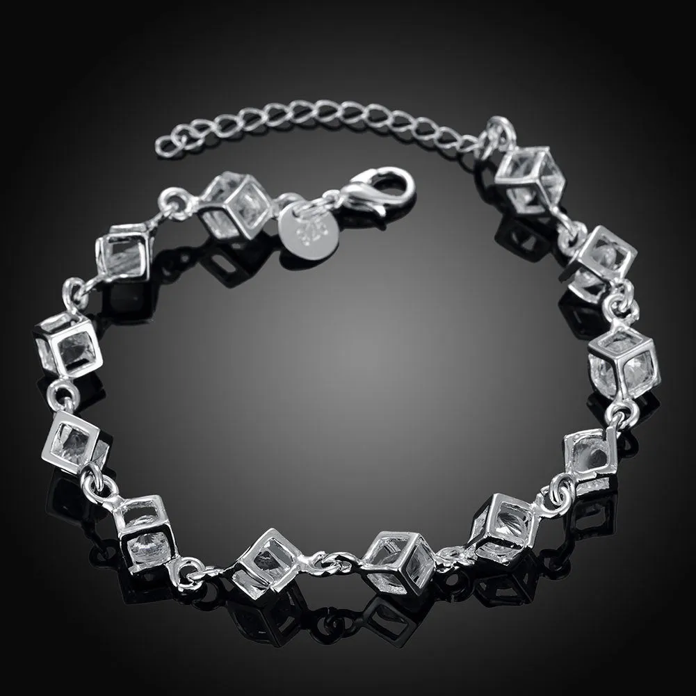 Zirconium Diamond White Stone Checkered Bracelet